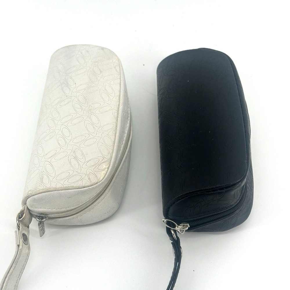Lot of 2 Oakley Soft Shell Sunglass Case Zip Close White Black Wristlet Strap